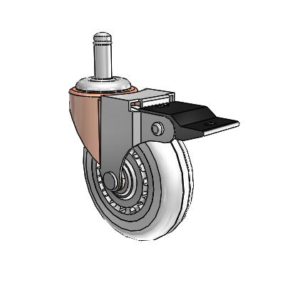 Roulette pivotante Regent Grip Ring à bague en oxyde de cuivre, équipée de 3 roues transparentes Vipor de 0,8125 et d'un frein à verrouillage par le haut