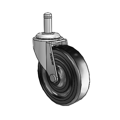 Regent Grip Ring Polished Nickel Swivel Caster with 3 x .8125 Black Soft Rubber Wheel