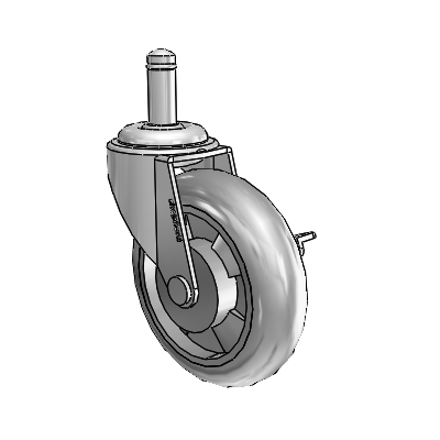 Regent Grip Ring Polished Nickel Swivel Caster with 3 x .8125 Grey MonoTech Wheel and Side Brake