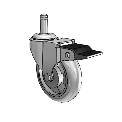 Regent Grip Ring Polished Nickel Swivel Caster with 3 x .8125 Grey MonoTech Wheel and Top Lock Brake