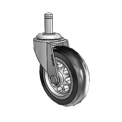Regent Grip Ring Polished Nickel Swivel Caster with 3 x .8125 Black No-Matic Rubber Wheel