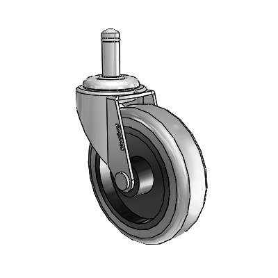 Regent Grip Ring Polished Nickel Swivel Caster with 3 x .8125 Grey Thermoplastic Rubber Wheel