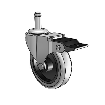 Regent Grip Ring Polished Nickel Swivel Caster with 3 x .8125 Grey Thermoplastic Rubber Wheel and Top Lock Brake