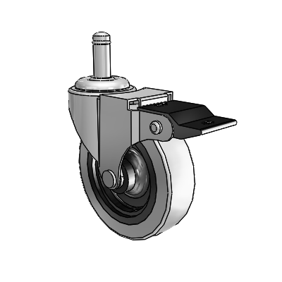Regent Grip Ring Polished Nickel Swivel Caster with 3 x .8125 Grey Thermoplastic Urethane Wheel and Top Lock Brake