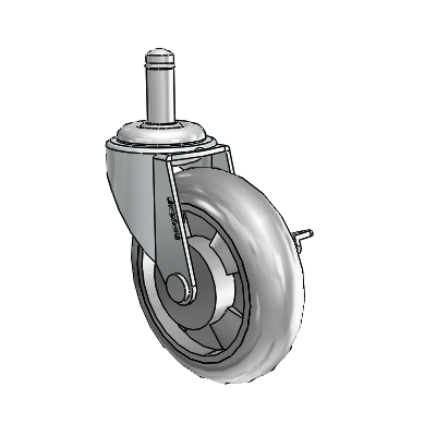 Regent Grip Ring Zinc Swivel Caster with 3 x .8125 Grey MonoTech Wheel and Side Brake