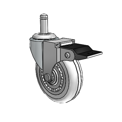 Regent Grip Ring Zinc Swivel Caster with 3 x .8125 Clear Vipor Wheel and Top Lock Brake