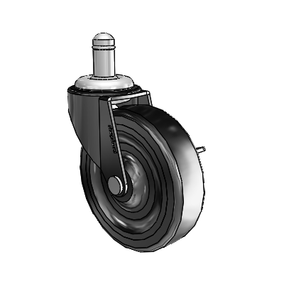 Regent Grip Ring Black Oxide Swivel Caster with 3 x .8125 Hard Rubber Wheel and Side Brake