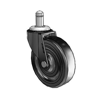 Regent Grip Ring Black Oxide Swivel Caster with 3 x .8125 Soft Rubber Wheel