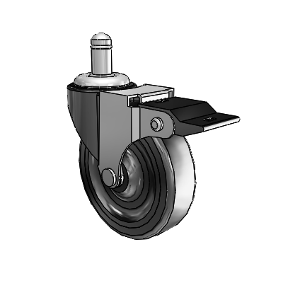 Regent Grip Ring Black Oxide Swivel Caster with 3 x .8125 Soft Rubber Wheel and Top Lock Brake