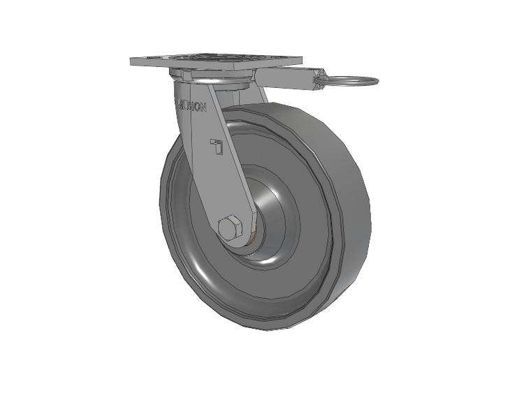 16 Series Top Plate Swivel Caster with 8 x 2 Grey Polyurethane XP - X-treme Plus Solid Polyurethane Wheel