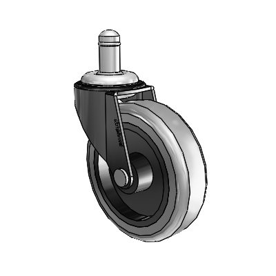 Roulette pivotante Regent Grip Ring à revêtement noir oxydé, équipée de 3 roues en caoutchouc thermoplastique gris de 0,8125