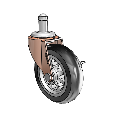 Regent Grip Ring Copper Oxide Swivel Caster with 3 x .8125 Black No-Matic Rubber Wheel and Side Brake