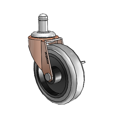 Regent Grip Ring Copper Oxide Swivel Caster with 3 x .8125 Grey Thermoplastic Rubber Wheel and Side Brake