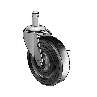 Regent Grip Ring Polished Nickel Swivel Caster with 3 x .8125 Black Hard Rubber Wheel and Side Brake