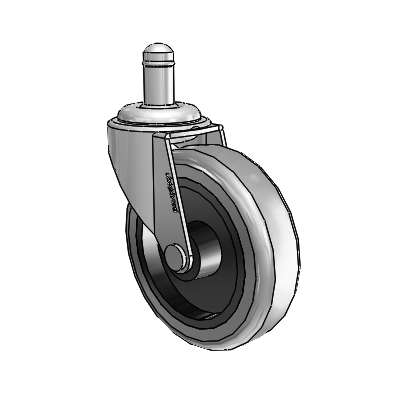 Regent Grip Ring Polished Nickel Swivel Caster with 3 x .8125 Grey Thermoplastic Rubber Wheel
