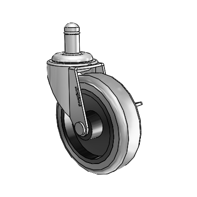 Regent Grip Ring Polished Nickel Swivel Caster with 3 x .8125 Grey Thermoplastic Rubber Wheel and Side Brake