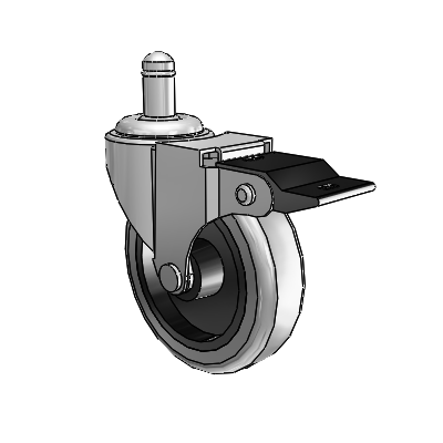 Regent Grip Ring Polished Nickel Swivel Caster with 3 x .8125 Grey Thermoplastic Rubber Wheel and Top Lock Brake