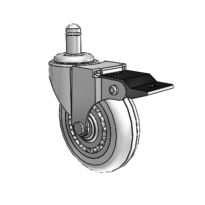 Regent Grip Ring Polished Nickel Swivel Caster with 3 x .8125 Clear Vipor Wheel and Top Lock Brake