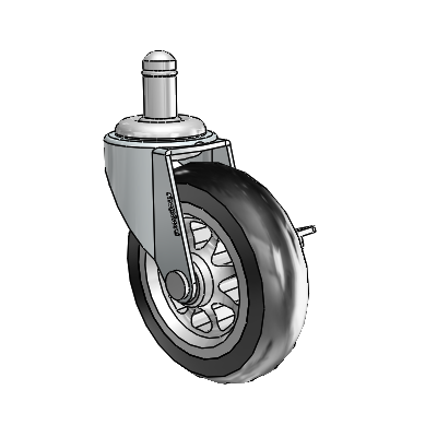 Regent Grip Ring Zinc Swivel Caster with 3 x .8125 Black No-Matic Rubber Wheel and Side Brake