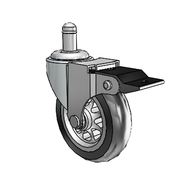 Regent Grip Ring Zinc Swivel Caster with 3 x .8125 Black No-Matic Rubber Wheel and Top Lock Brake