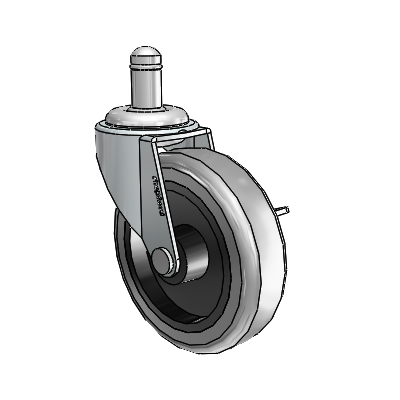 Regent Grip Ring Zinc Swivel Caster with 3 x .8125 Grey Thermoplastic Rubber Wheel and Side Brake