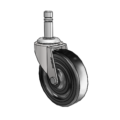 Roulette pivotante Regent Grip Ring, finition chrome brillant, avec 3 roues en caoutchouc dur noir de 0,8125