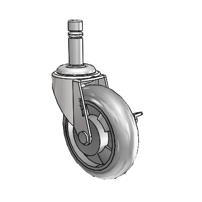 Regent Grip Ring Bright Chrome Swivel Caster with 3 x .8125 Grey MonoTech Wheel and Side Brake
