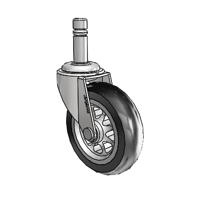 Regent Grip Ring Bright Chrome Swivel Caster with 3 x .8125 Black No-Matic Rubber Wheel
