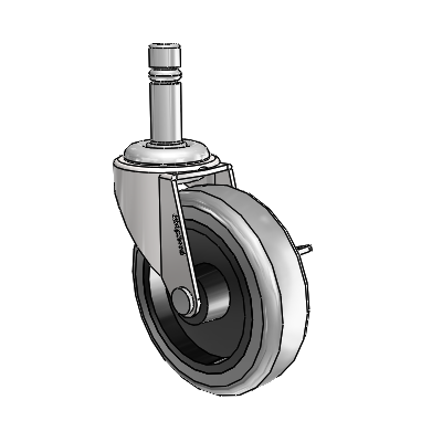 Regent Grip Ring Bright Chrome Swivel Caster with 3 x .8125 Grey Thermoplastic Rubber Wheel and Side Brake