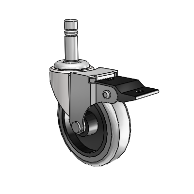 Regent Grip Ring Bright Chrome Swivel Caster with 3 x .8125 Grey Thermoplastic Rubber Wheel and Top Lock Brake