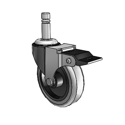 Regent Grip Ring Black Oxide Swivel Caster with 3 x .8125 Grey Thermoplastic Rubber Wheel and Top Lock Brake