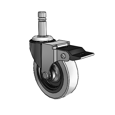 Regent Grip Ring Black Oxide Swivel Caster with 3 x .8125 Grey Thermoplastic Urethane Wheel and Top Lock Brake