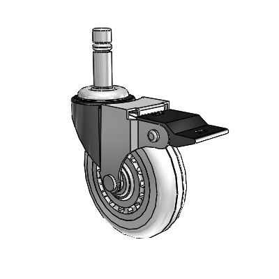 Regent Grip Ring Black Oxide Swivel Caster with 3 x .8125 Clear Vipor Wheel and Top Lock Brake
