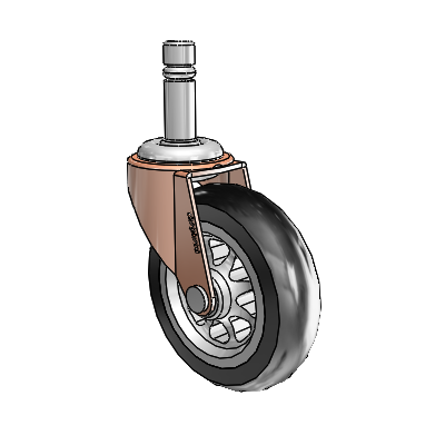 Regent Grip Ring Copper Oxide Swivel Caster with 3 x .8125 Black No-Matic Rubber Wheel