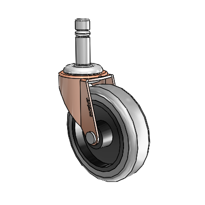 Regent Grip Ring Copper Oxide Swivel Caster with 3 x .8125 Grey Thermoplastic Rubber Wheel