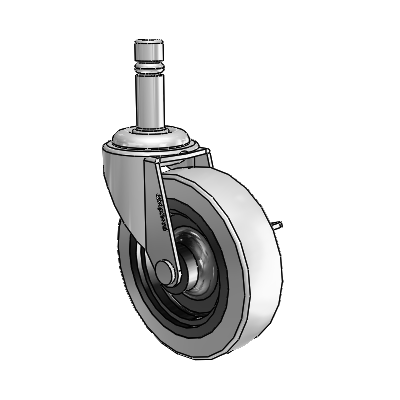 Regent Grip Ring Polished Nickel Swivel Caster with 3 x .8125 Grey Thermoplastic Urethane Wheel and Side Brake