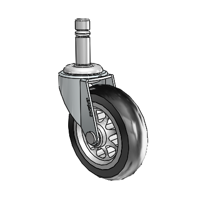 Regent Grip Ring Zinc Swivel Caster with 3 x .8125 Black No-Matic Rubber Wheel