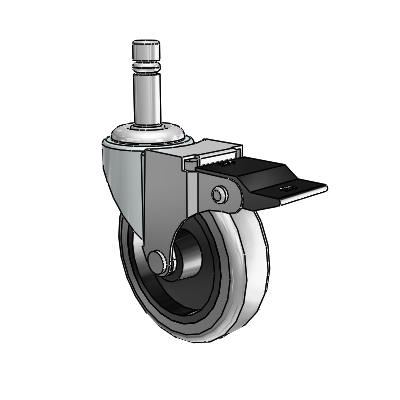Regent Grip Ring Zinc Swivel Caster with 3 x .8125 Grey Thermoplastic Rubber Wheel and Top Lock Brake