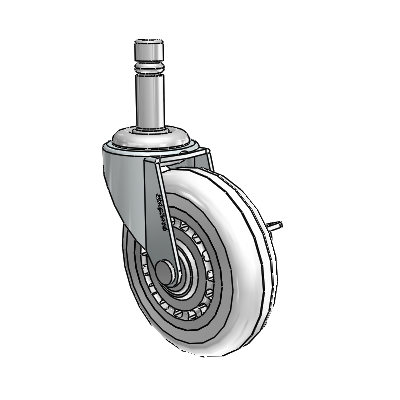Regent Grip Ring Zinc Swivel Caster with 3 x .8125 Clear Vipor Wheel and Side Brake