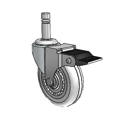 Regent Grip Ring Zinc Swivel Caster with 3 x .8125 Clear Vipor Wheel and Top Lock Brake