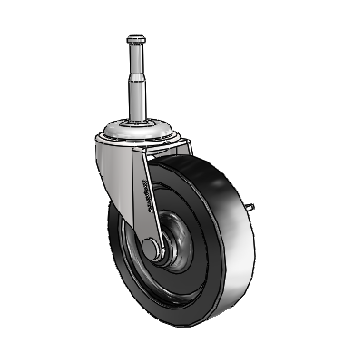 Regent Grip Neck Bright Chrome Swivel Caster with 3 x .8125 Black Polyolefin Wheel and Side Brake