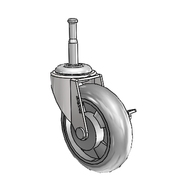 Regent Grip Neck Bright Chrome Swivel Caster with 3 x .8125 Grey MonoTech Wheel and Side Brake