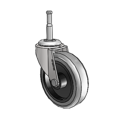Regent Grip Neck Bright Chrome Swivel Caster with 3 x .8125 Grey Thermoplastic Rubber Wheel