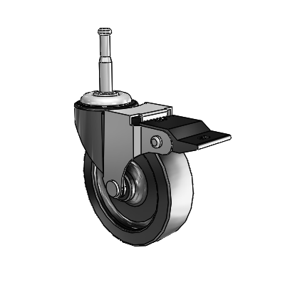 Regent Grip Neck Black Oxide Swivel Caster with 3 x .8125 Polyolefin Wheel and Top Lock Brake