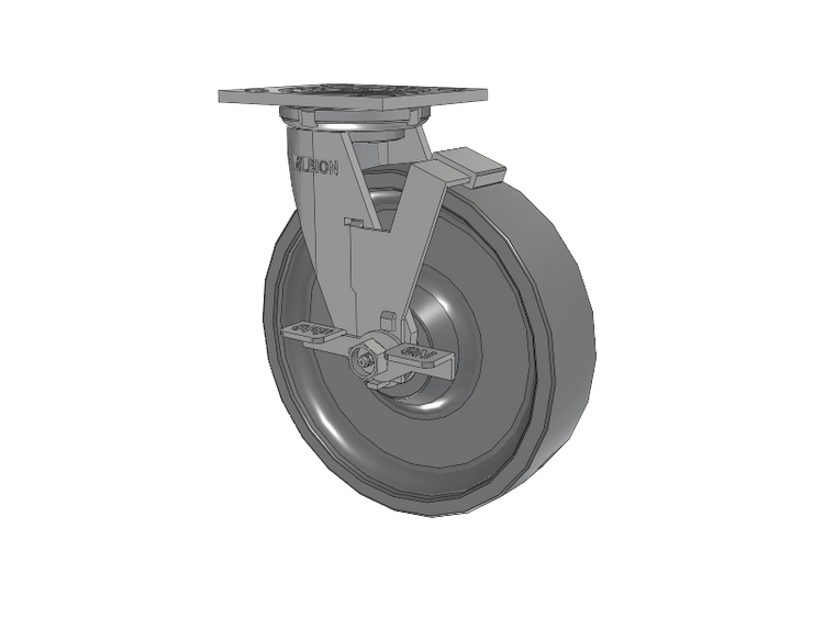 16 Series Top Plate Swivel Caster with 8 x 2 Grey Polyurethane XP - X-treme Plus Solid Polyurethane Wheel and Face Brake