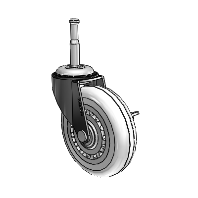 Regent Grip Neck Black Oxide Swivel Caster with 3 x .8125 Clear Vipor Wheel and Side Brake