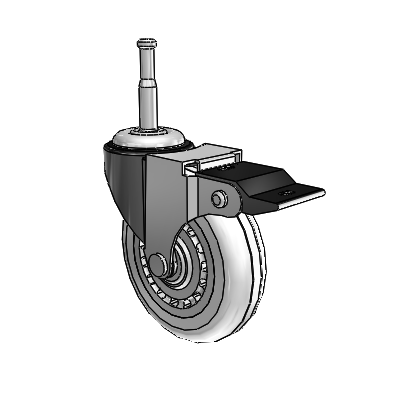 Regent Grip Neck Black Oxide Swivel Caster with 3 x .8125 Clear Vipor Wheel and Top Lock Brake