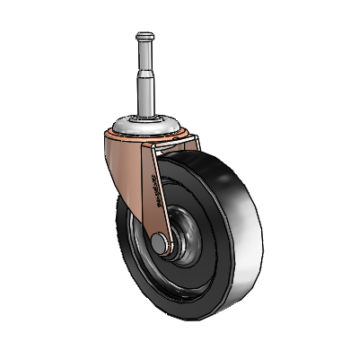 Regent Grip Neck Copper Oxide Swivel Caster with 3 x .8125 Black Polyolefin Wheel