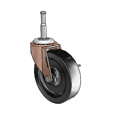 Regent Grip Neck Copper Oxide Swivel Caster with 3 x .8125 Black Polyolefin Wheel and Side Brake