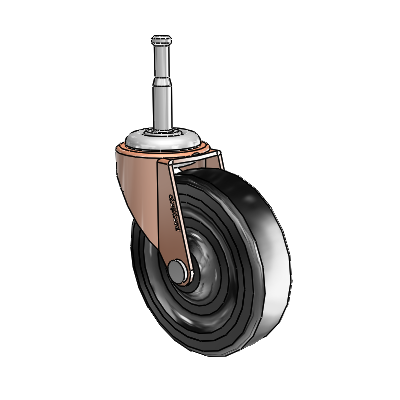 Regent Grip Neck Copper Oxide Swivel Caster with 3 x .8125 Black Hard Rubber Wheel